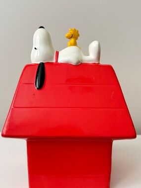 Snoopy & Woodstock Ceramic on Red Doghouse Figurine